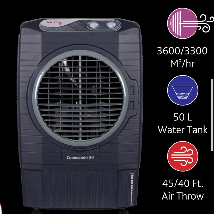 
												
												MCCOY AIR COOLER 55-LITRES AIR COOLER IS A DESERT AIR COOLER DESIGNED FOR OUTDOOR AREA OR LARGE SIZE
